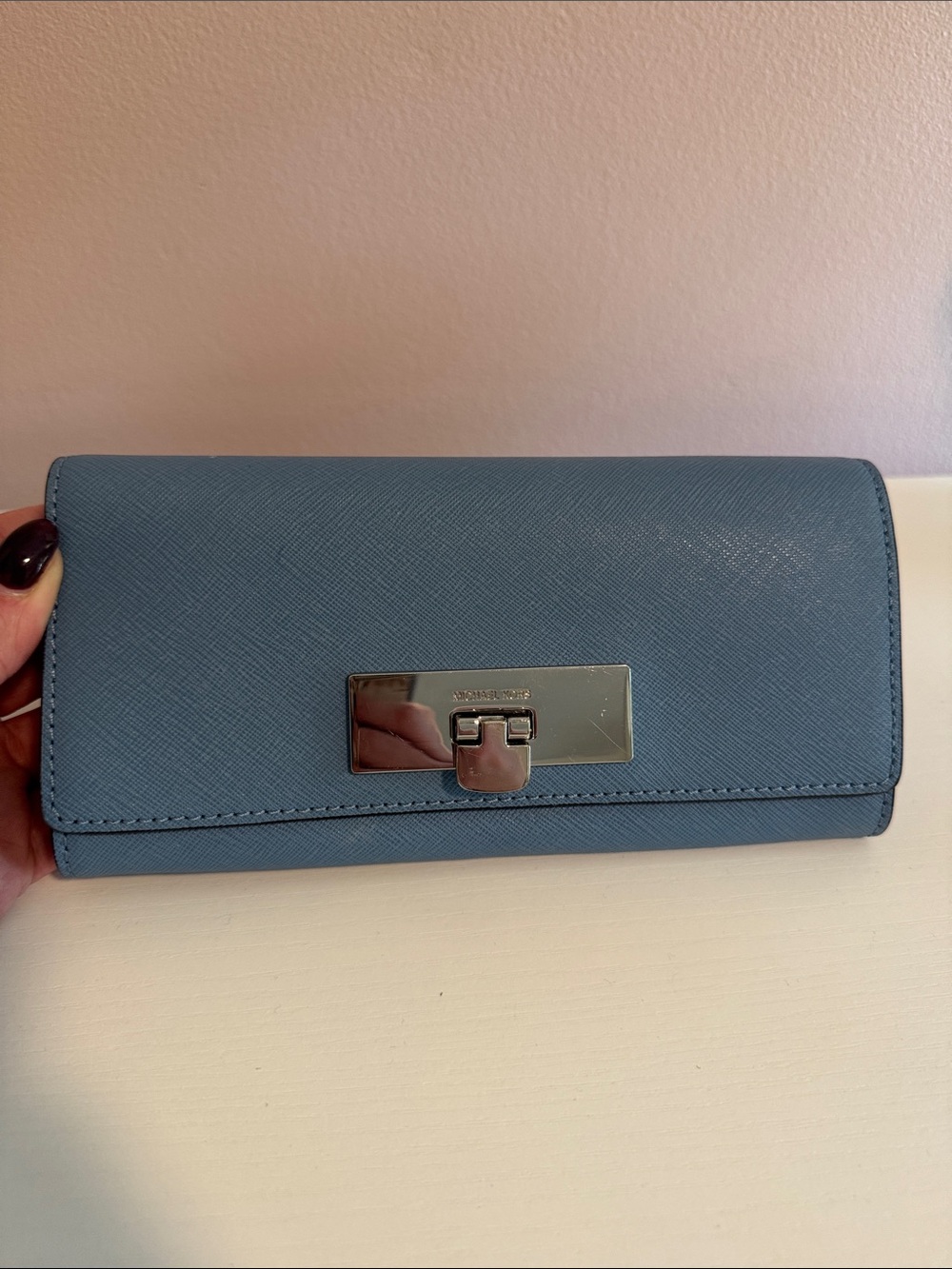 Michael Kors Leather Foldover Wallet - Blue